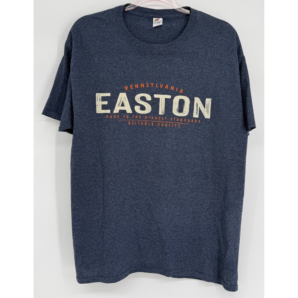 Fruit of the Loom Easton Pennsylvania Graphic Tee Mens Heather Navy Blue Sz L